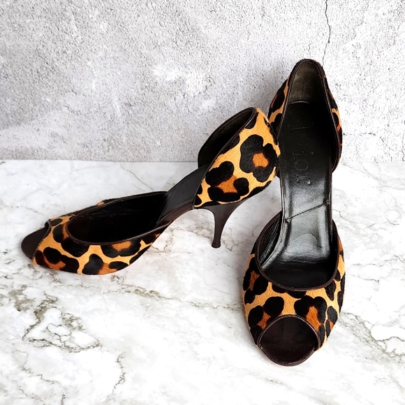 Dior, Leopard Print Pony Hair. Peep Toe Heels. - Picture 1 of 10